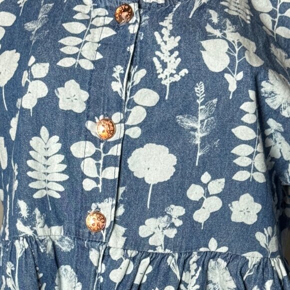 Girls Long Sleeve Floral Dress With Pockets, Full Skirt, Rose Gold Button, SZ 6 - Picture 8 of 14